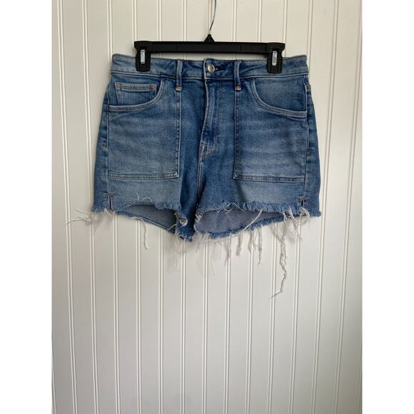 Good American Jean Shorts Women's 10/30 Blue Distressed Medium Wash Cut Off - Picture 1 of 5